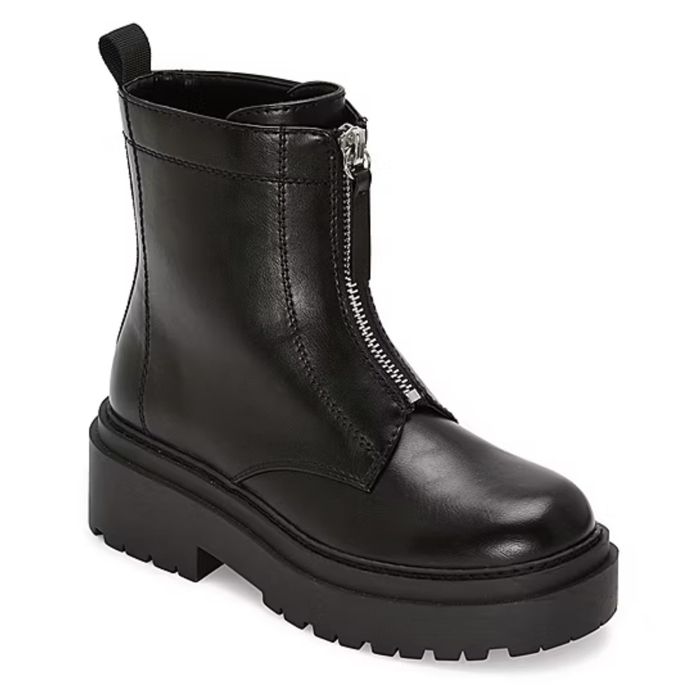 Women's‎ 7 M Xander Block Heel Motorcycle Boots Black Zipper Arizona Jean Co
